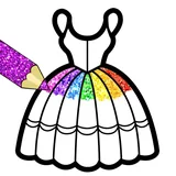 Dresses coloring book glitter icon